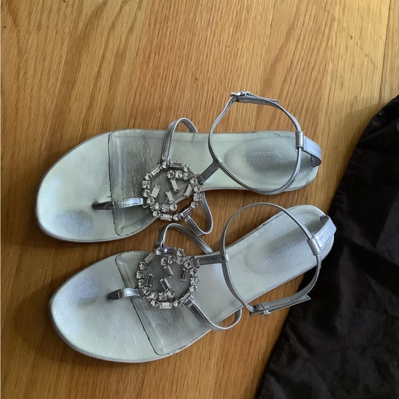 Gucci Swarovski Crystal Leather Silver Sandals - Picture 3 of 6